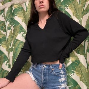 Cropped Henley T Shirt